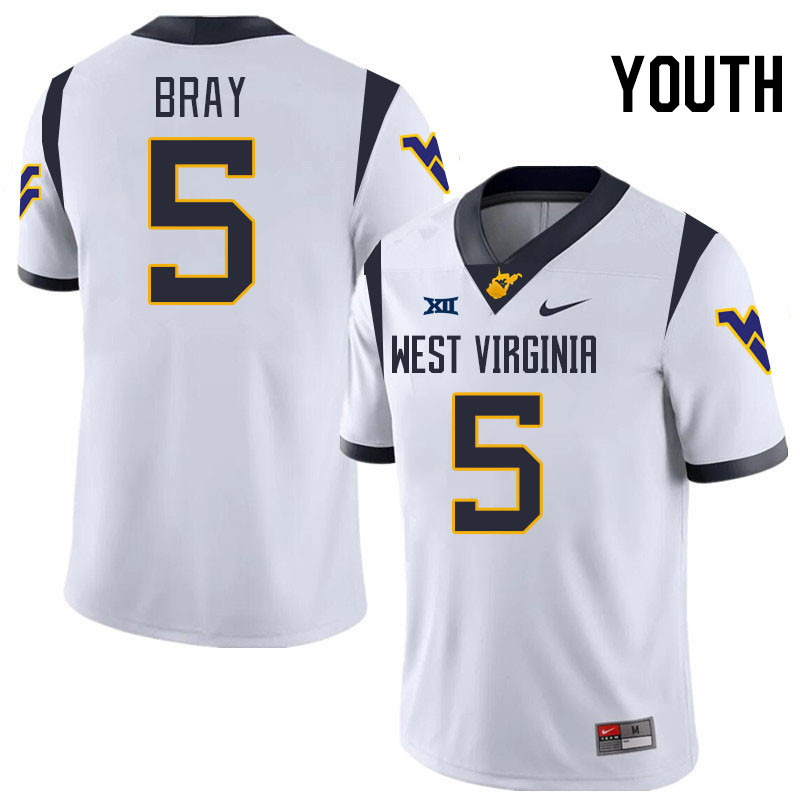 Youth #5 Jaden Bray West Virginia Mountaineers College 2024 New Uniforms Football Jerseys Stitched S